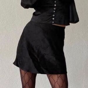Realisation Par Black Silk Mini skirt